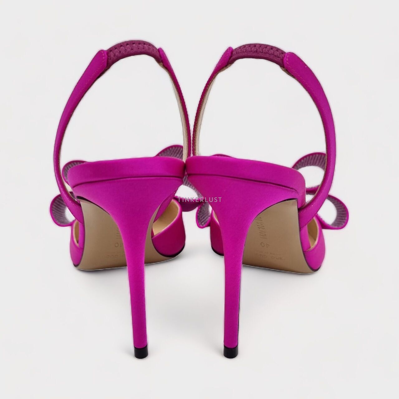 Mach & Mach Le Cadeau Fuchsia Satin Slingback Pump Heels