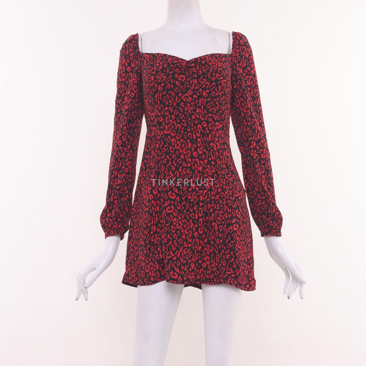 Bershka Black & Red Pattern Mini Dress