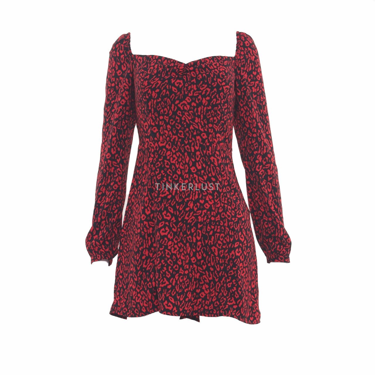 Bershka Black & Red Pattern Mini Dress