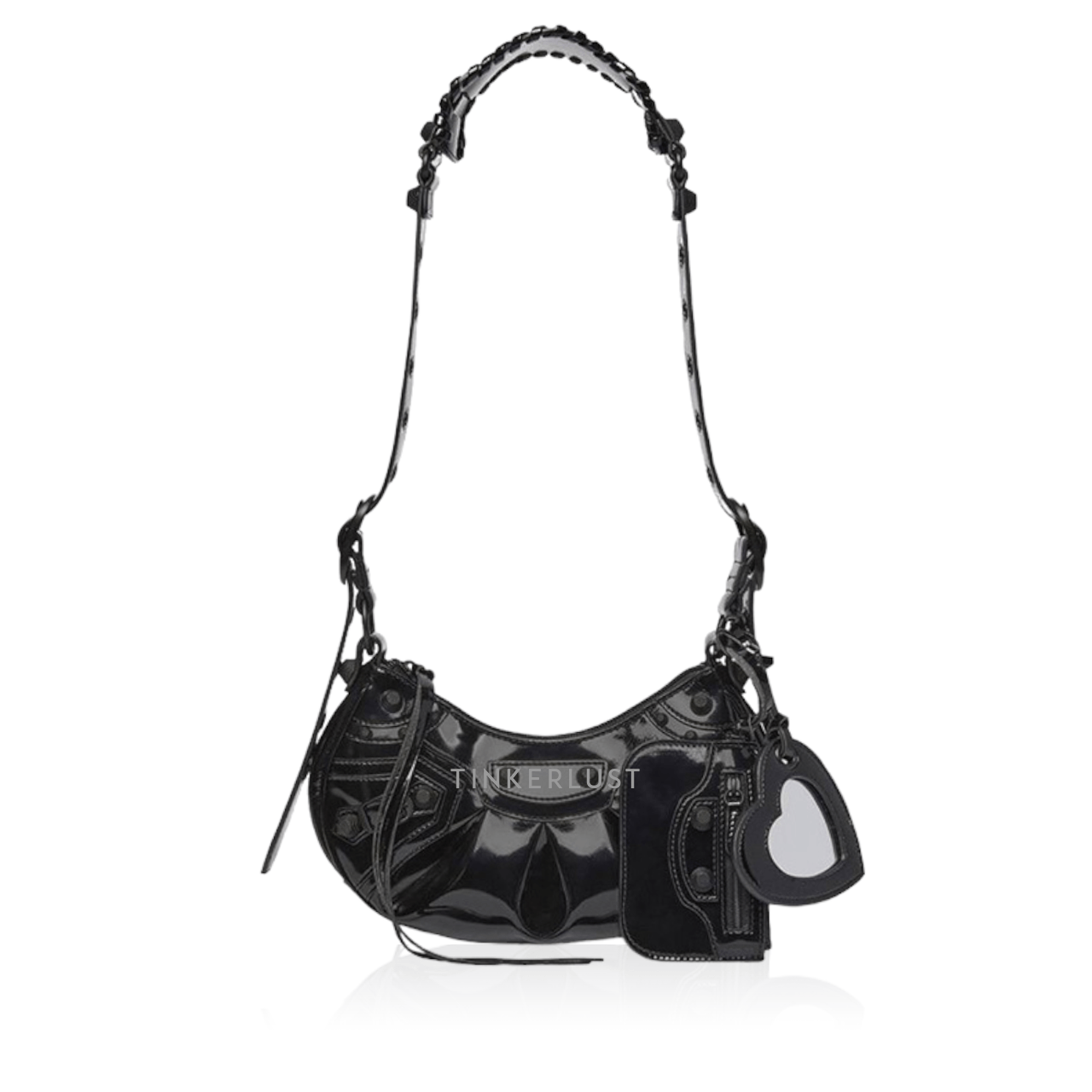 Balenciaga Le Cagole XS in Black Patent BHW Shoulder Bag 