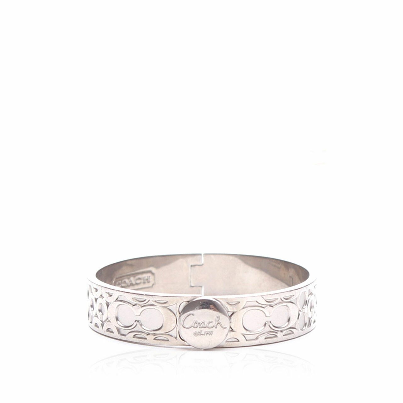 Coach Signature Silver Bangle Bracelet