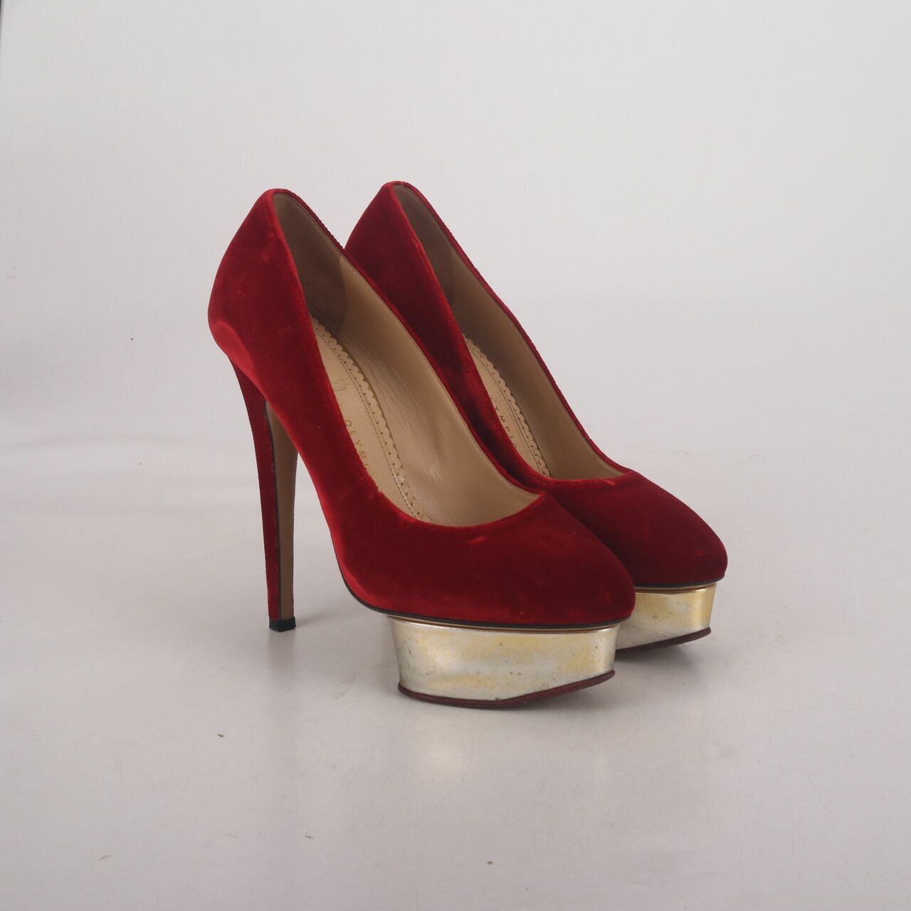 Charlotte Olympia Red Velvet Heels