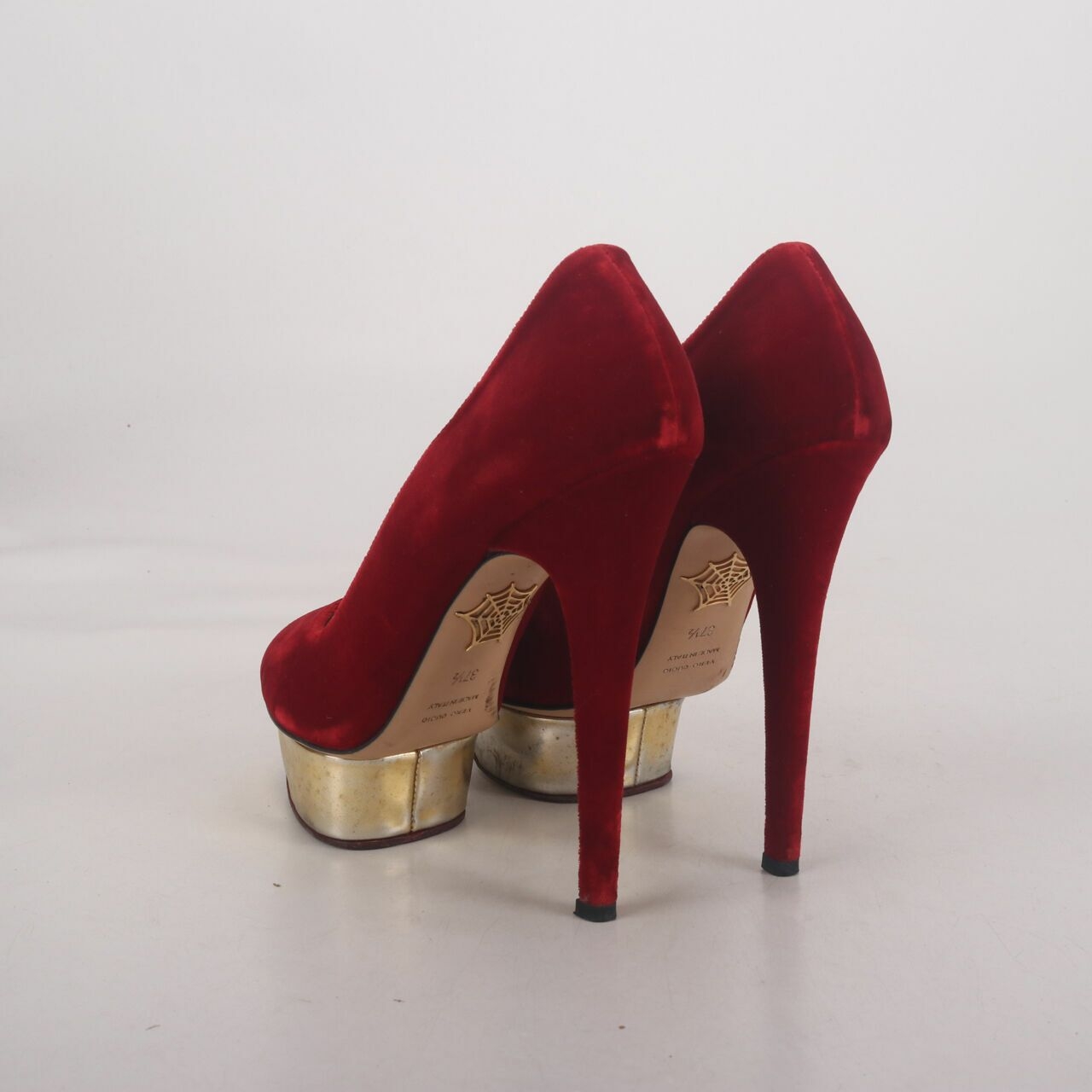 Charlotte Olympia Red Velvet Heels