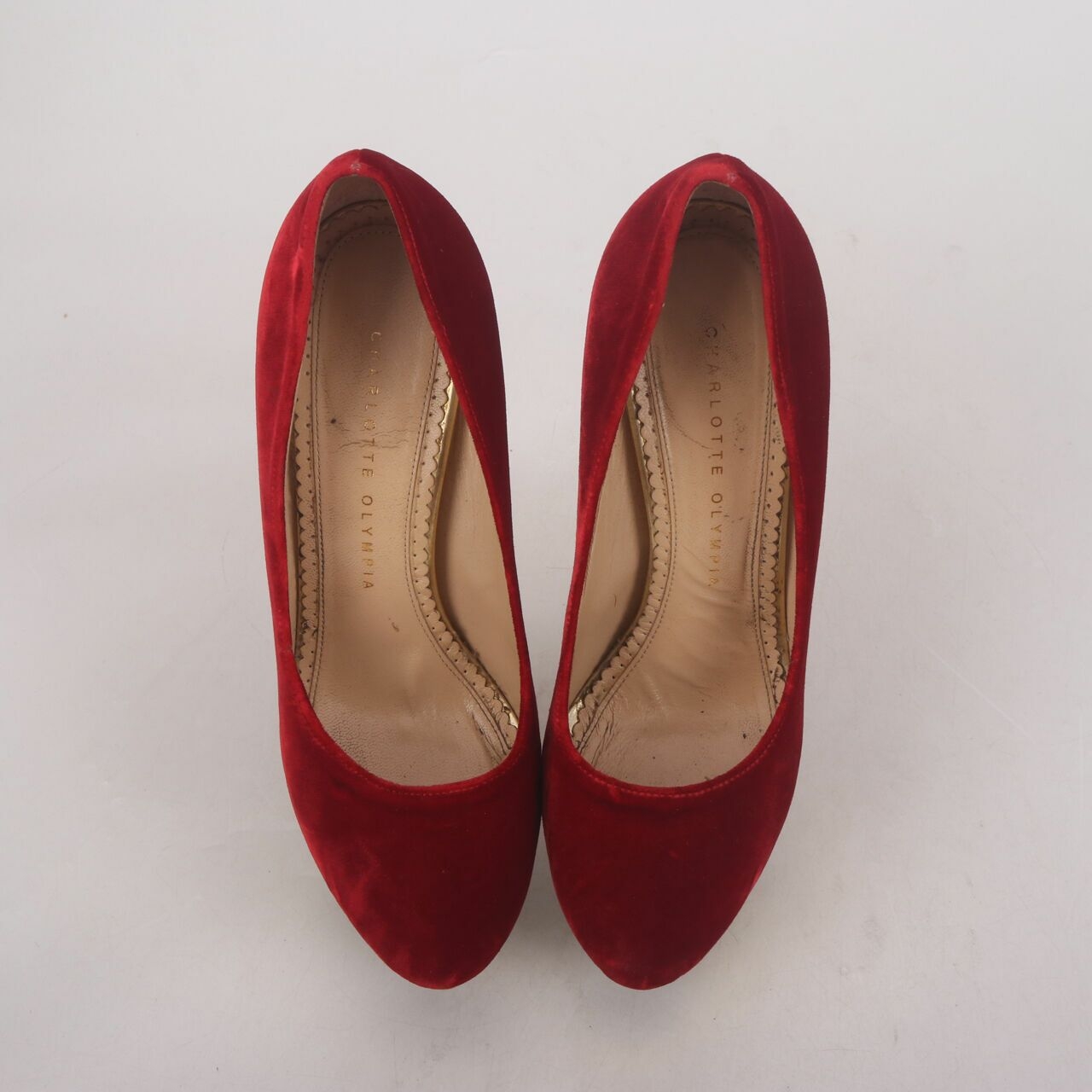 Charlotte Olympia Red Velvet Heels