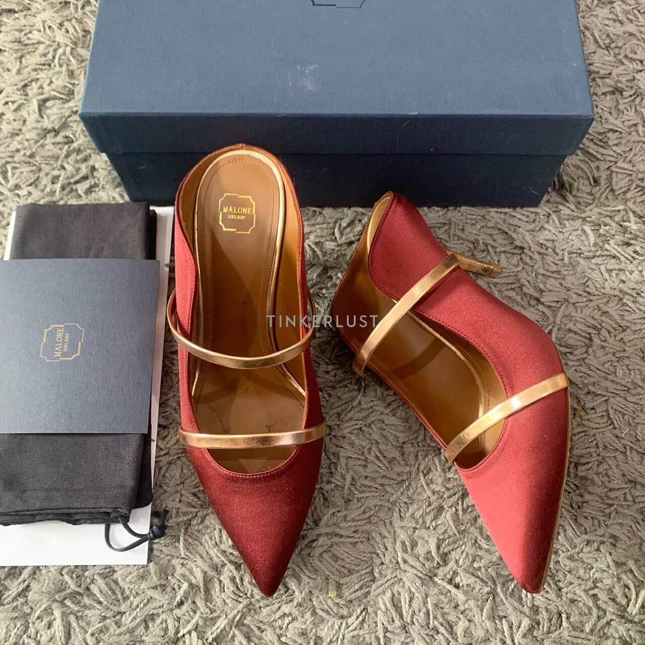 Malone Souliers Maureen Wine Rose Gold Pumps