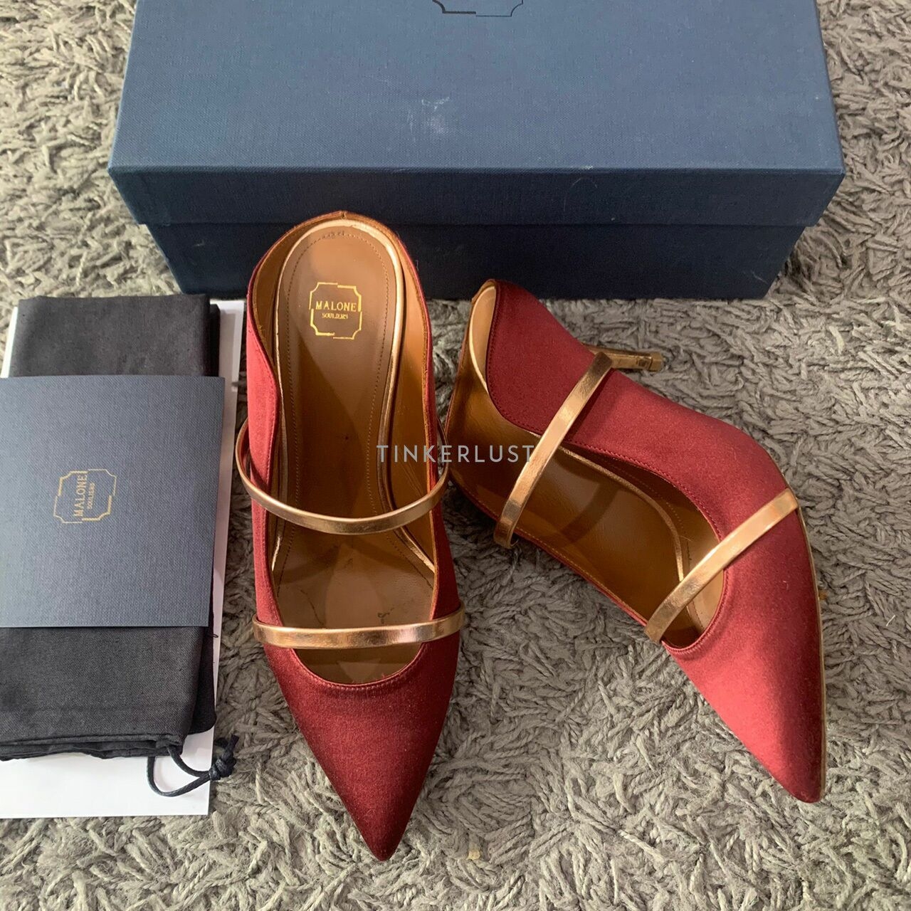 Malone Souliers Maureen Wine Rose Gold Pumps