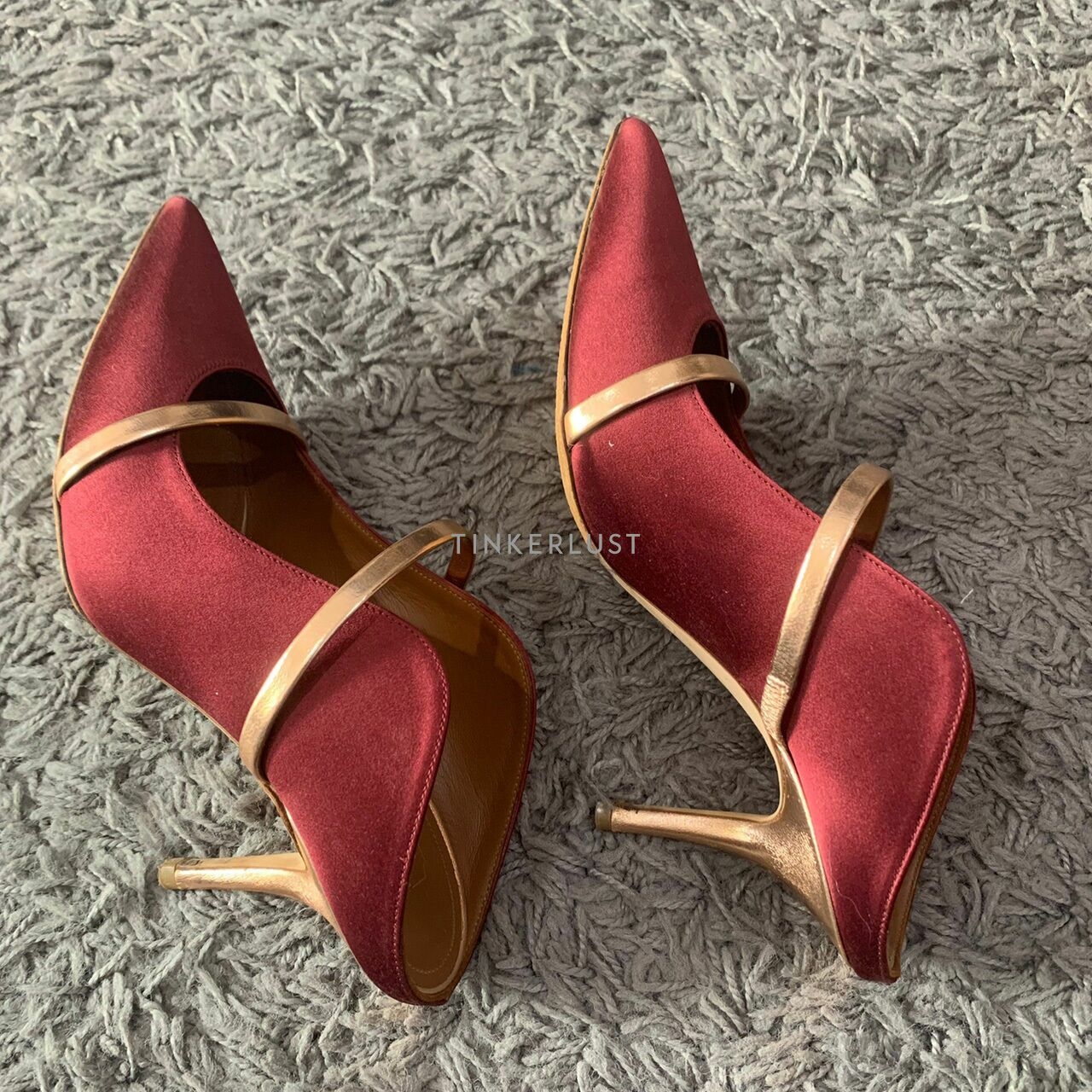 Malone Souliers Maureen Wine Rose Gold Pumps