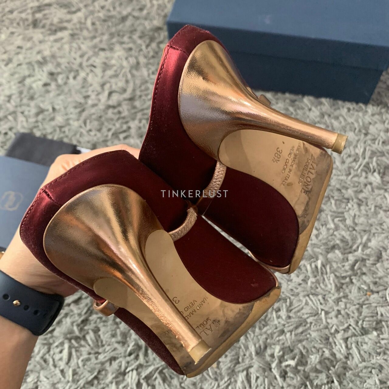 Malone Souliers Maureen Wine Rose Gold Pumps