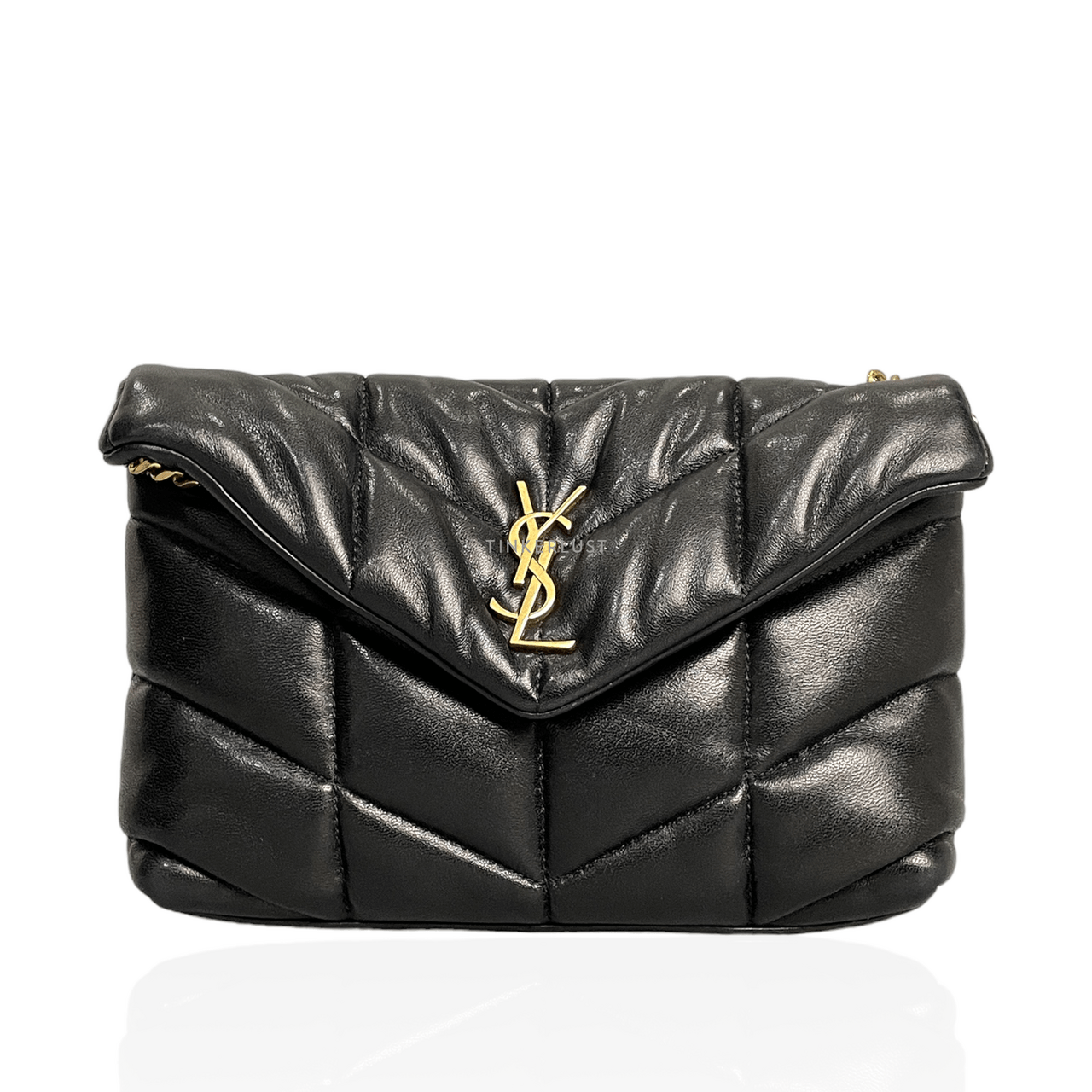 Saint Laurent Toy Loulou Puffer Mini Monogram Quilted Black Lambskin GHW Shoulder Bag