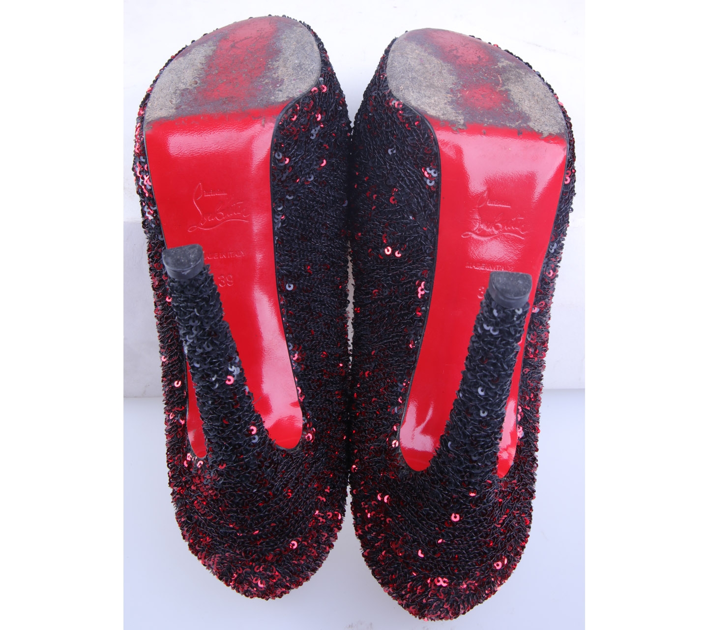 Christian Louboutin Red Sequins Bianca Heels