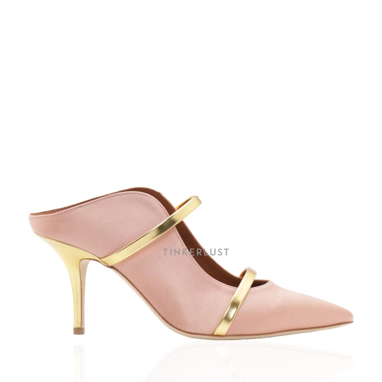 MALONE SOULIERS Maureen Pumps 70mm in Blush Satin/Gold