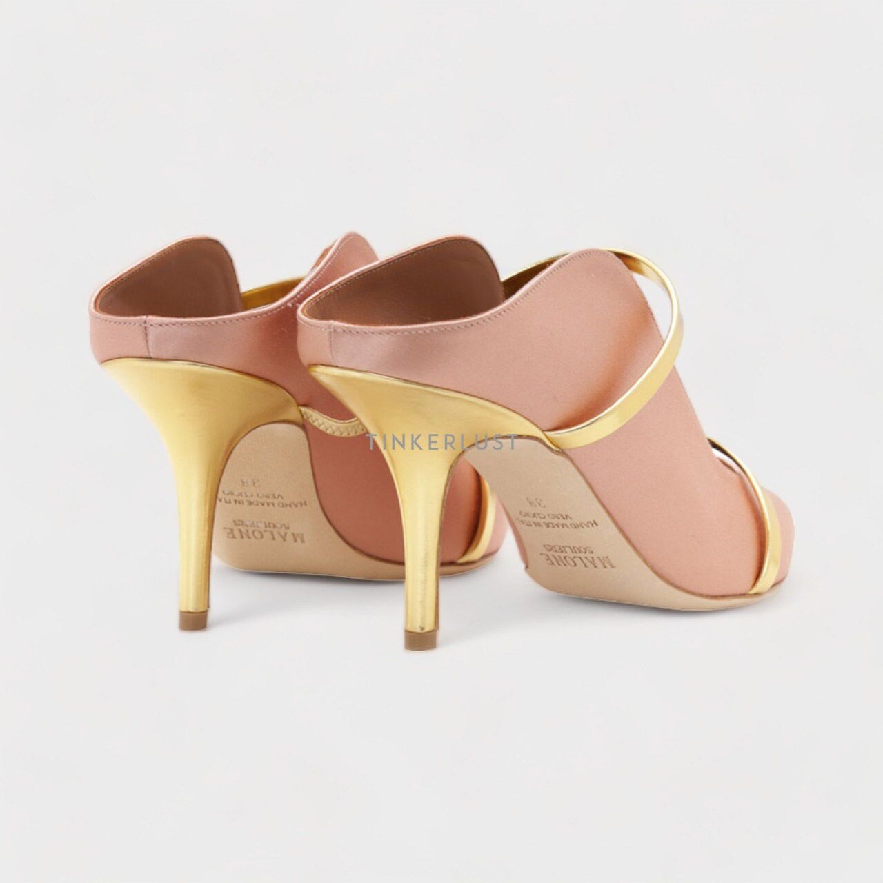 MALONE SOULIERS Maureen Pumps 70mm in Blush Satin/Gold