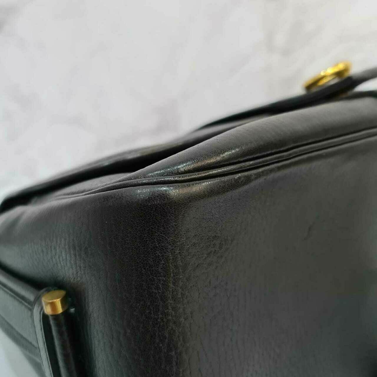 Hermes Black Leather Gold Fold Over Flap Saddle Sling Bag