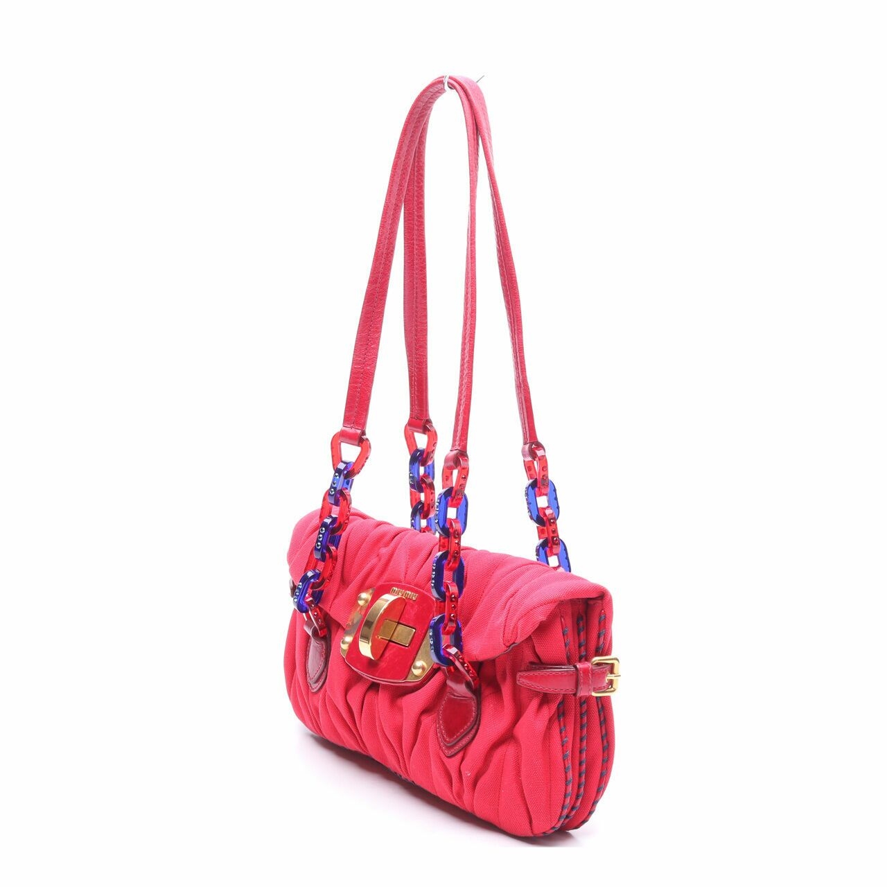 Miu Miu Matelasse Canvas Red Shoulder Bag