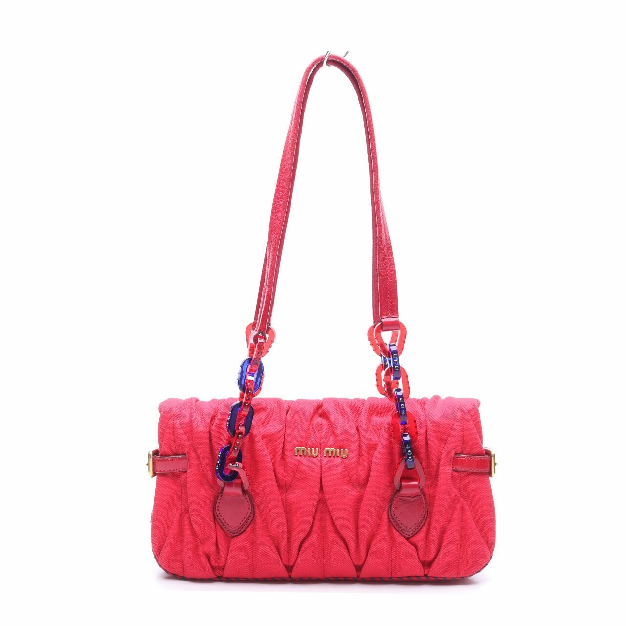 Miu Miu Matelasse Canvas Red Shoulder Bag