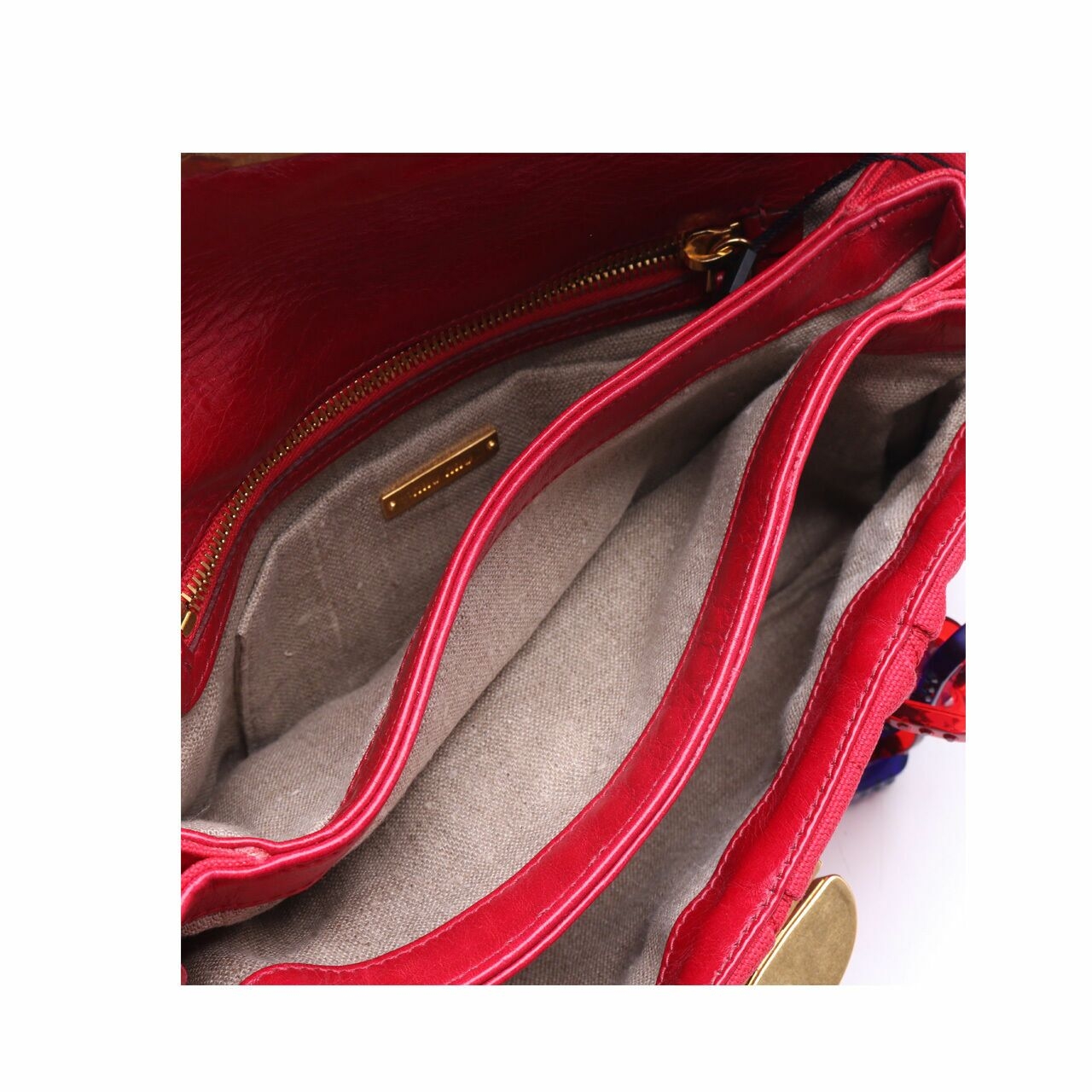 Miu Miu Matelasse Canvas Red Shoulder Bag