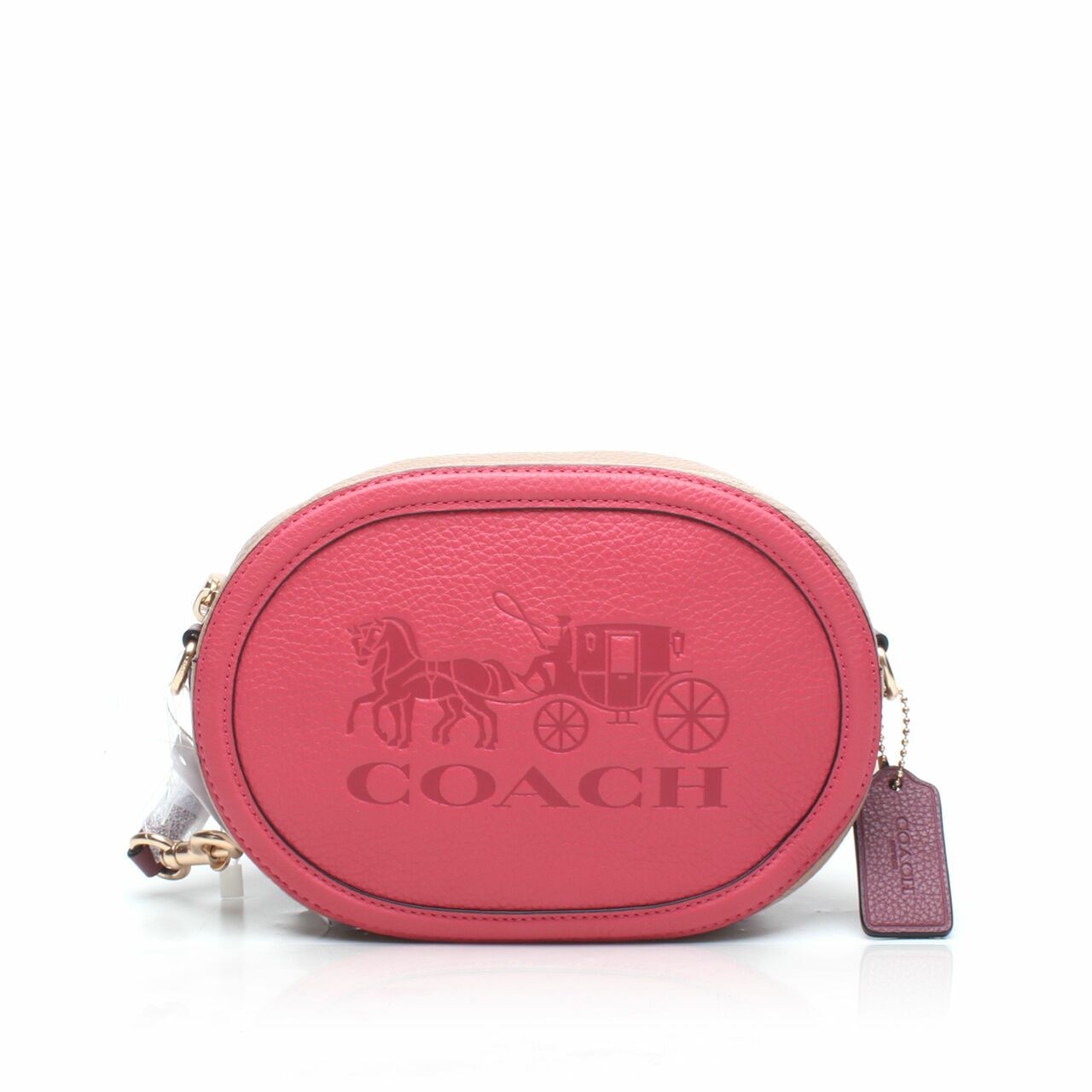 COACH C4164 Embossed Leater Horse & Carriage Crossbody Poppy Vintage Mauve