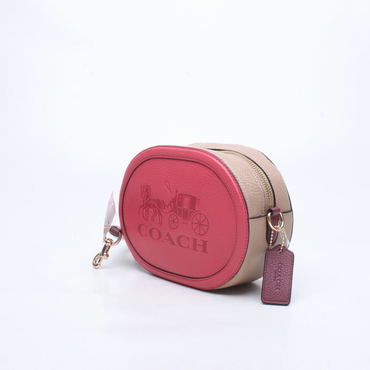 COACH C4164 Embossed Leater Horse & Carriage Crossbody Poppy Vintage Mauve