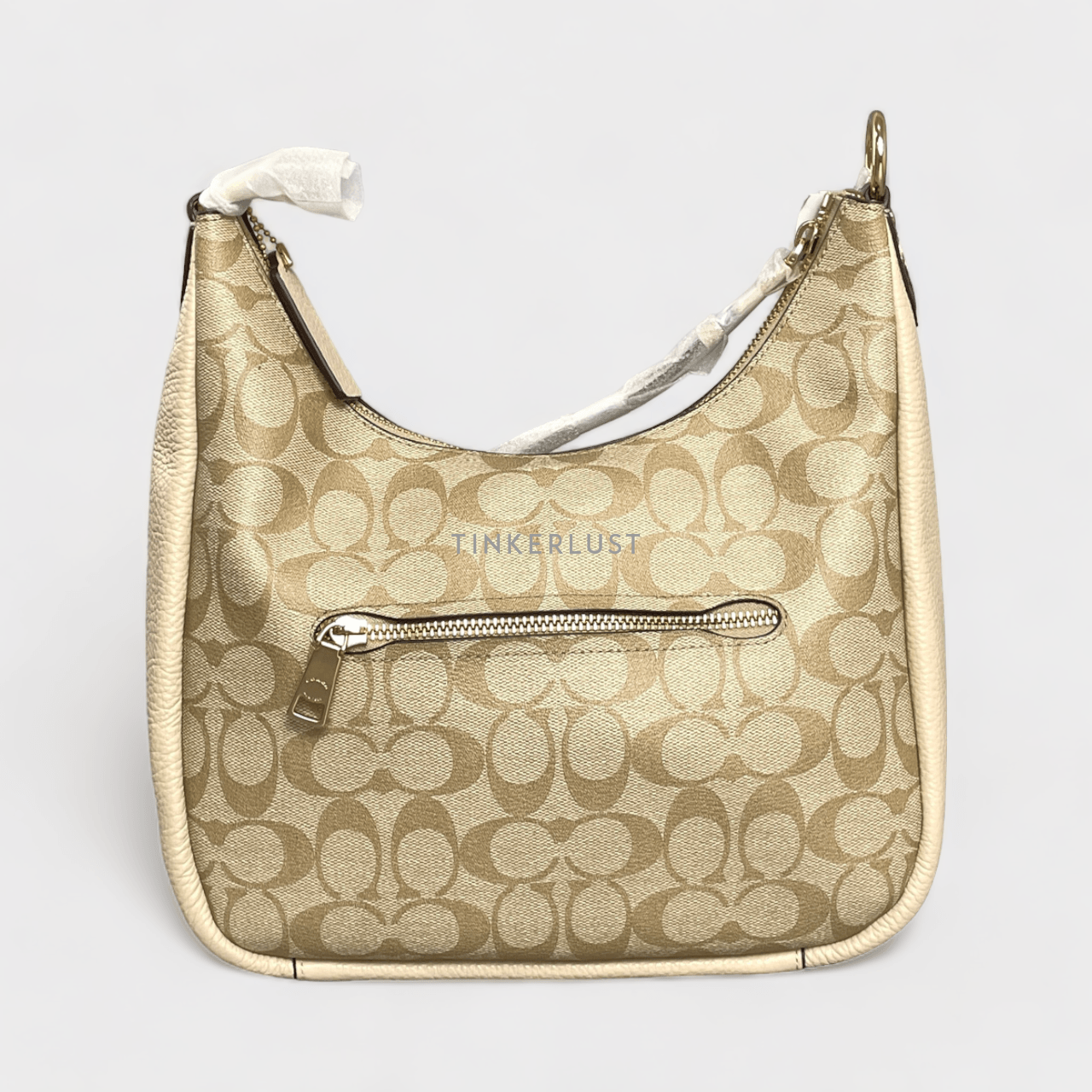 Coach C9191 Snake Embossed Jules Hobo Signature Light Khaki/Ivory Canvas Shoulder Bag