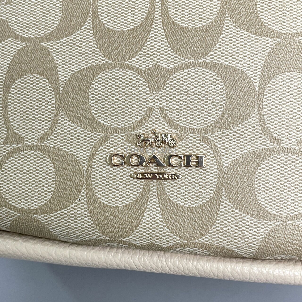 Coach C9191 Snake Embossed Jules Hobo Signature Light Khaki/Ivory Canvas Shoulder Bag