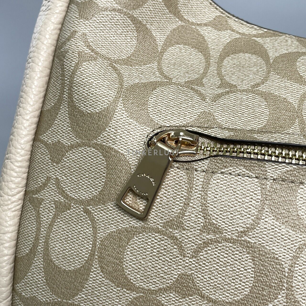 Coach C9191 Snake Embossed Jules Hobo Signature Light Khaki/Ivory Canvas Shoulder Bag