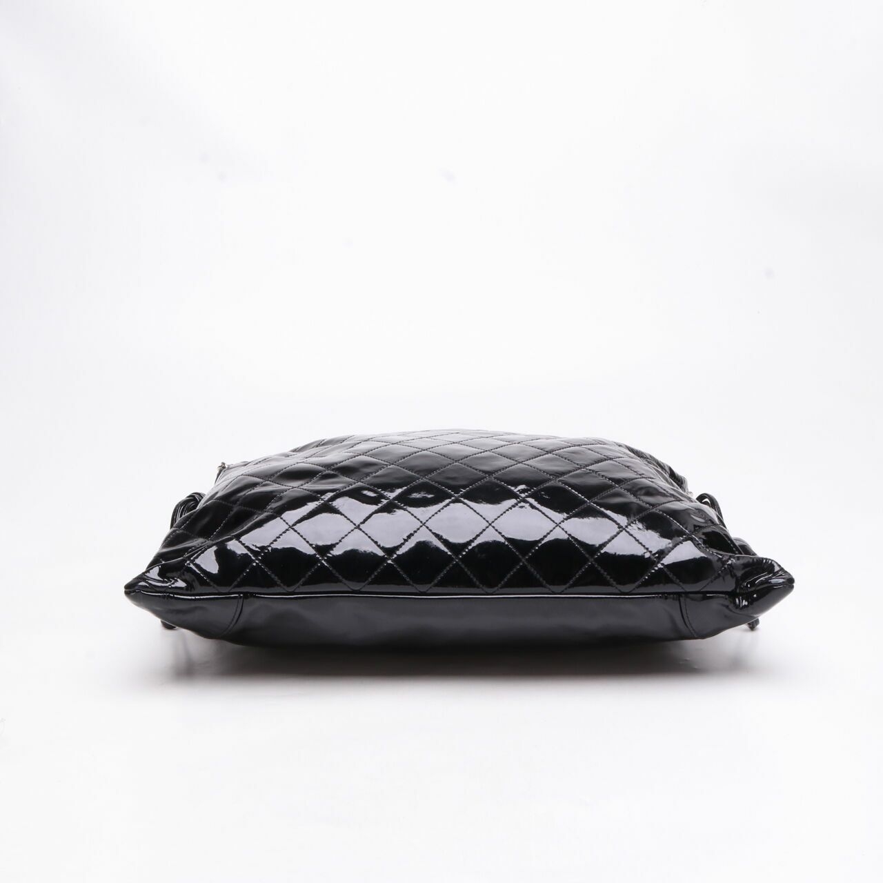 Chanel Black Quilted Patent Leather CC Chain Tote Bag