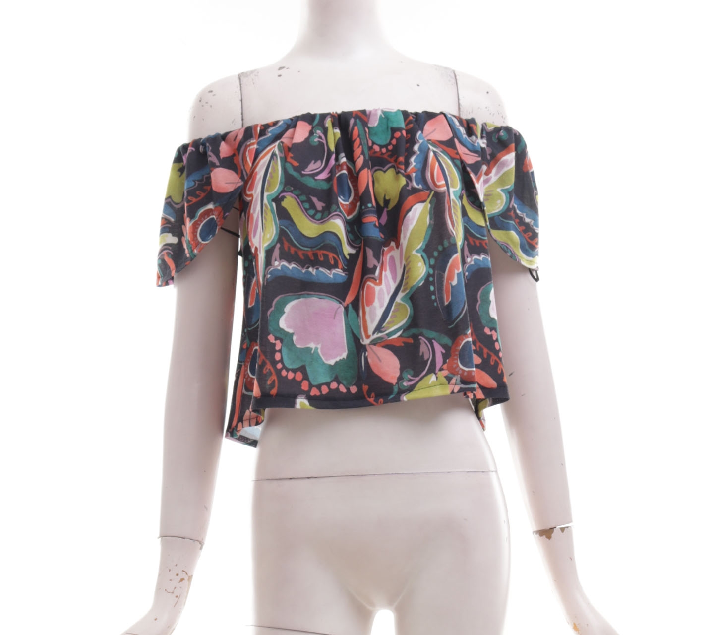 Zara Multicolor Bardot Blouse