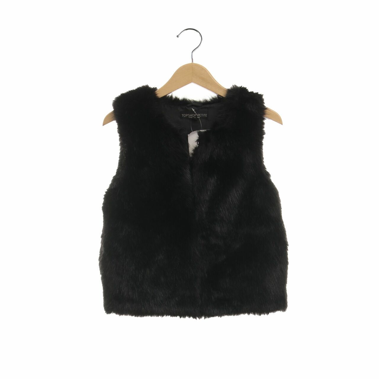 Topshop Black Faux Fur Vest