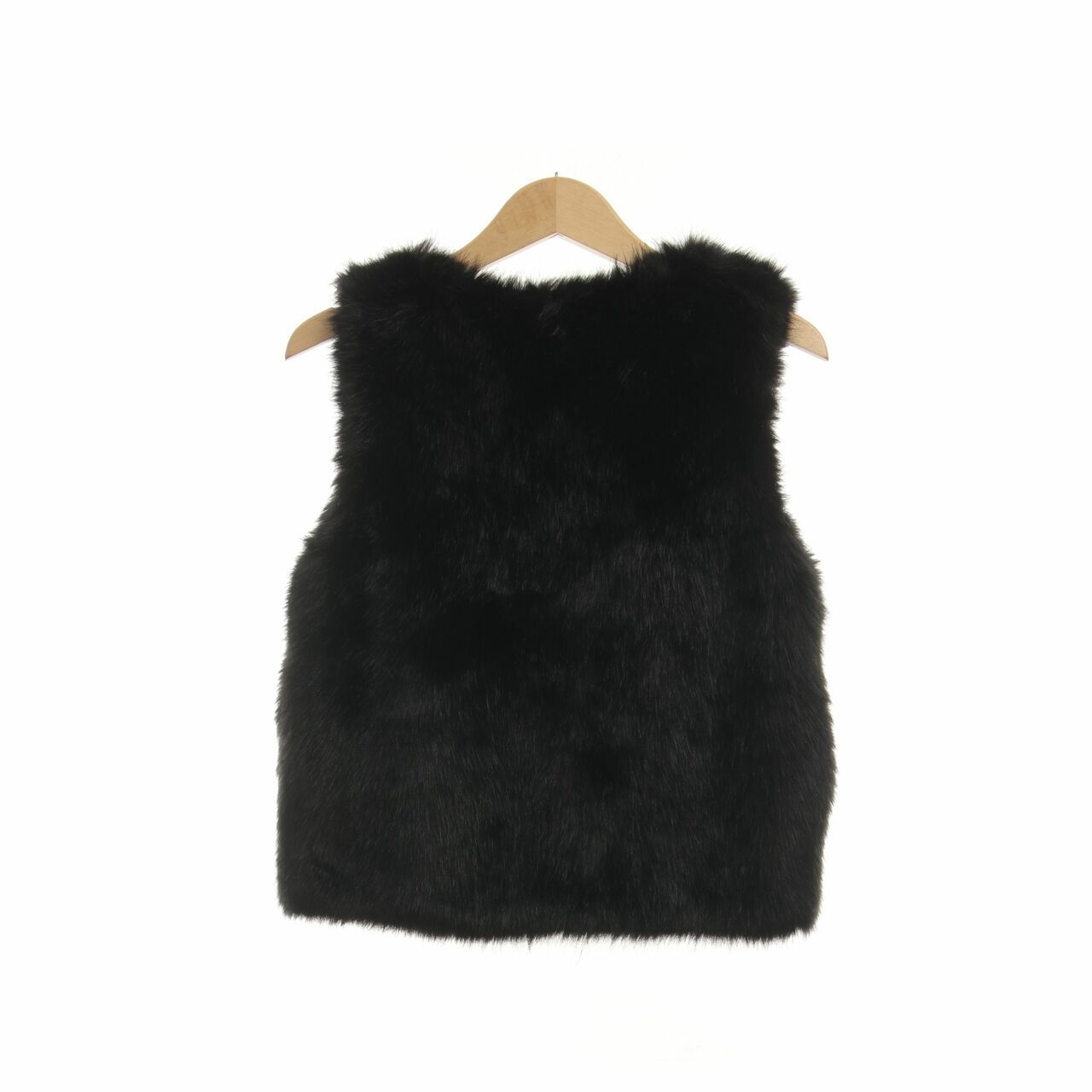 Topshop Black Faux Fur Vest