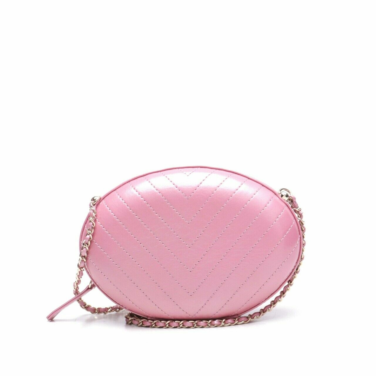 Chanel Pink Chevron Stitched Leather Box Evening Bag