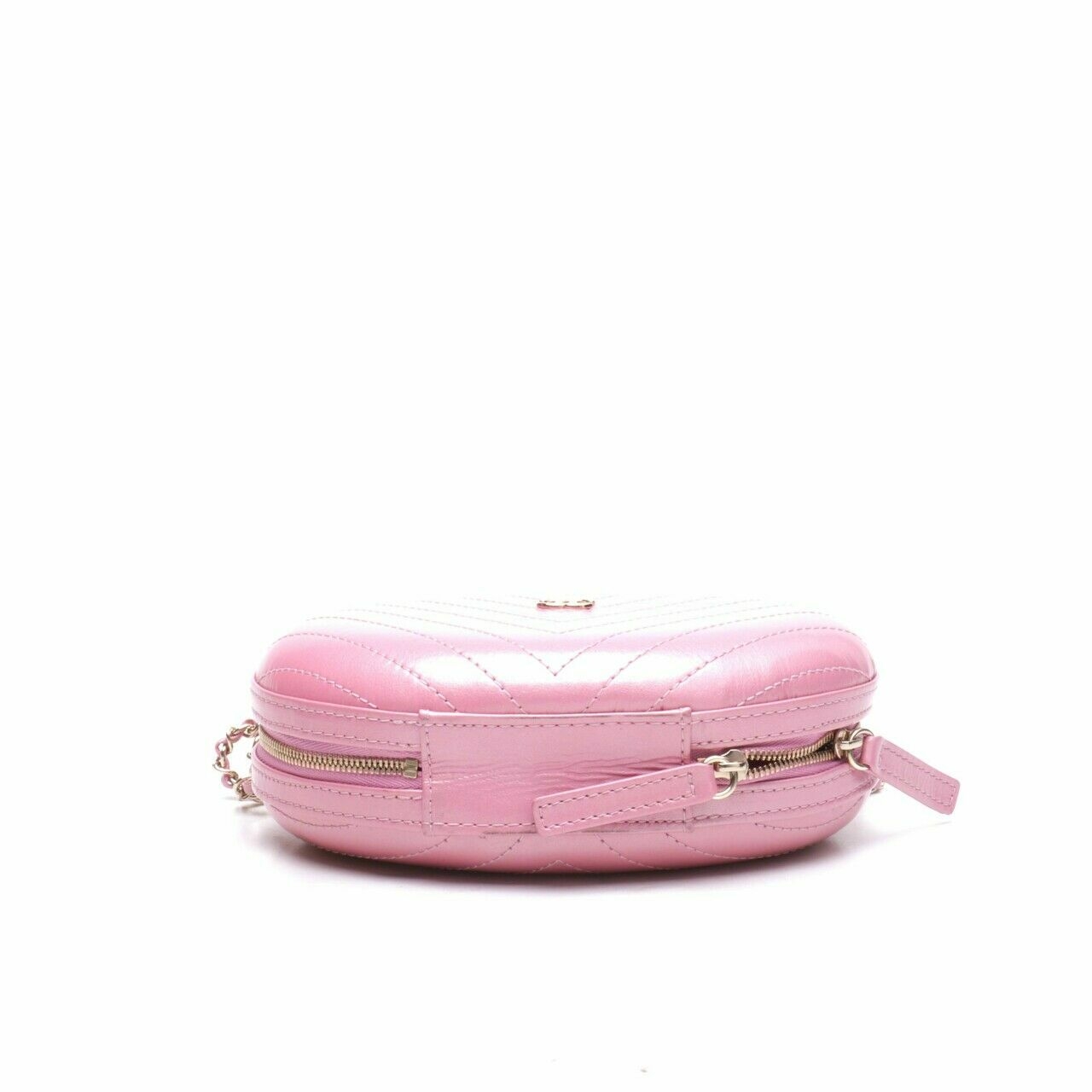 Chanel Pink Chevron Stitched Leather Box Evening Bag