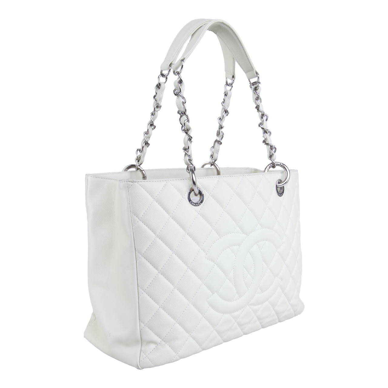 Chanel Cream Quilled Leather Grand Shopping Tote Bag