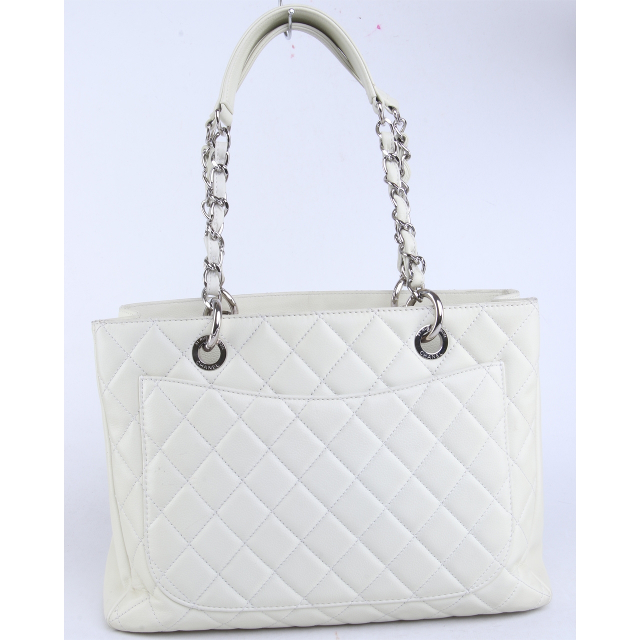 Chanel Cream Quilled Leather Grand Shopping Tote Bag