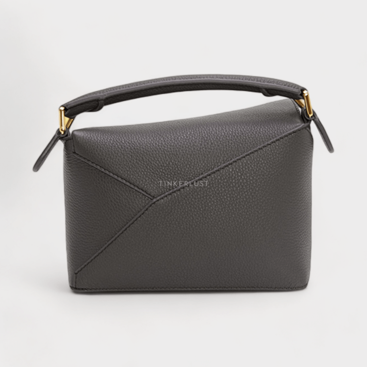 Loewe Mini Puzzle Bag in Dark Grey Soft Grained Calfskin Satchel