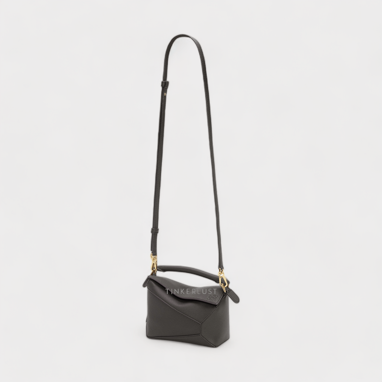 Loewe Mini Puzzle Bag in Dark Grey Soft Grained Calfskin Satchel