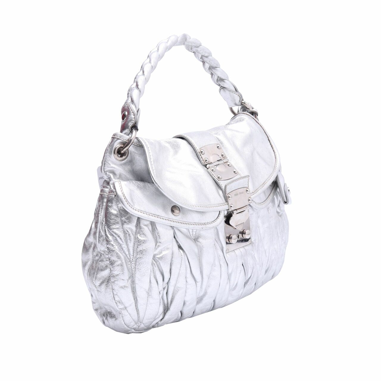 Miu Miu Nappa Matelasse Sliver Leather Coffer Hand Bag