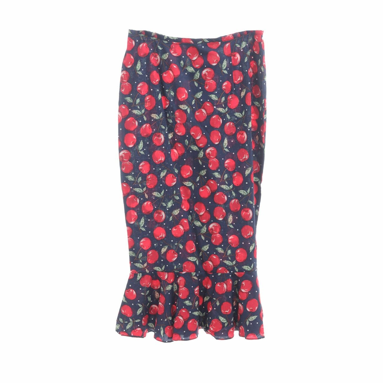 Private Collection Navy Printed Cherry Midi Skirt