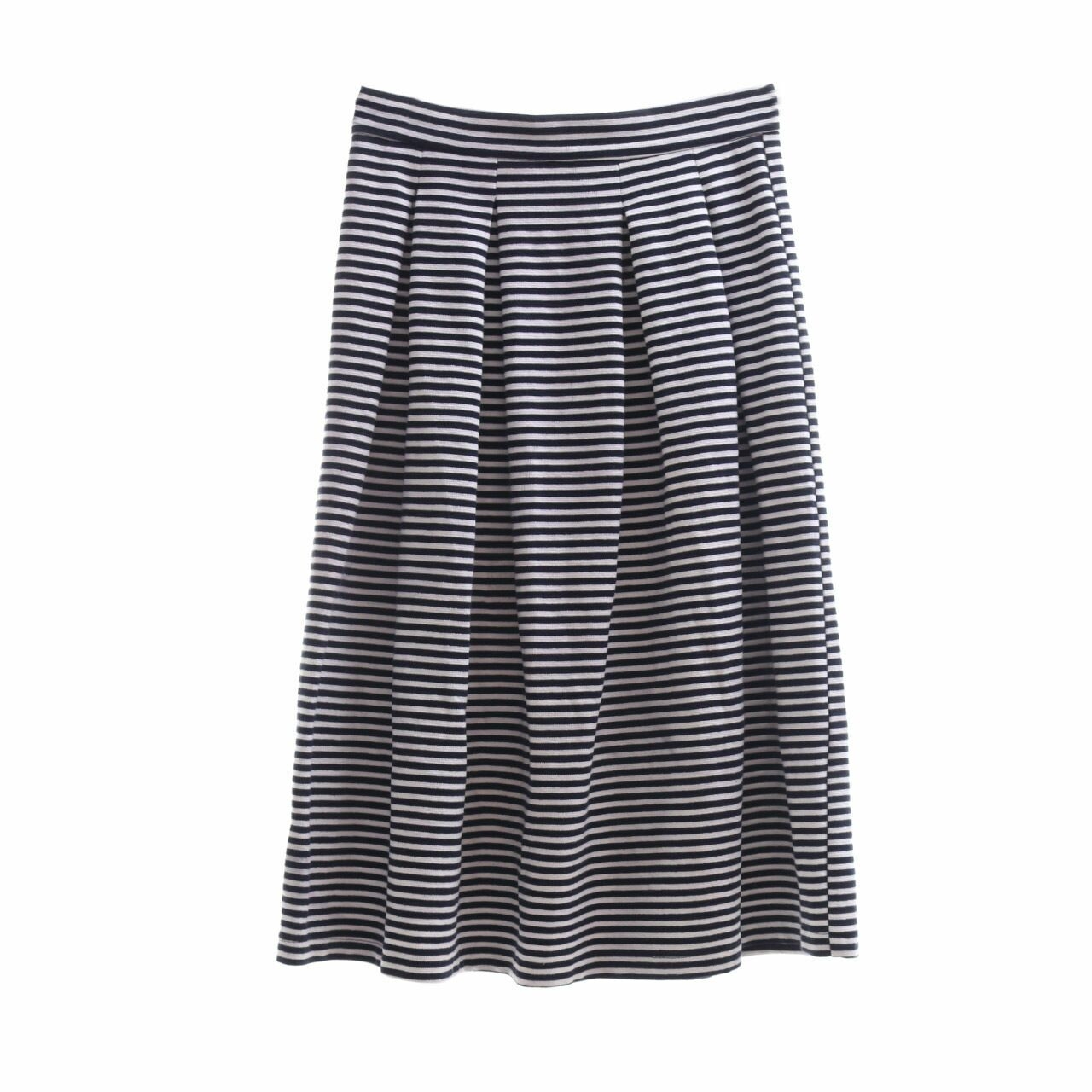 Petite Cupcake Black & White Stripes Midi Skirt