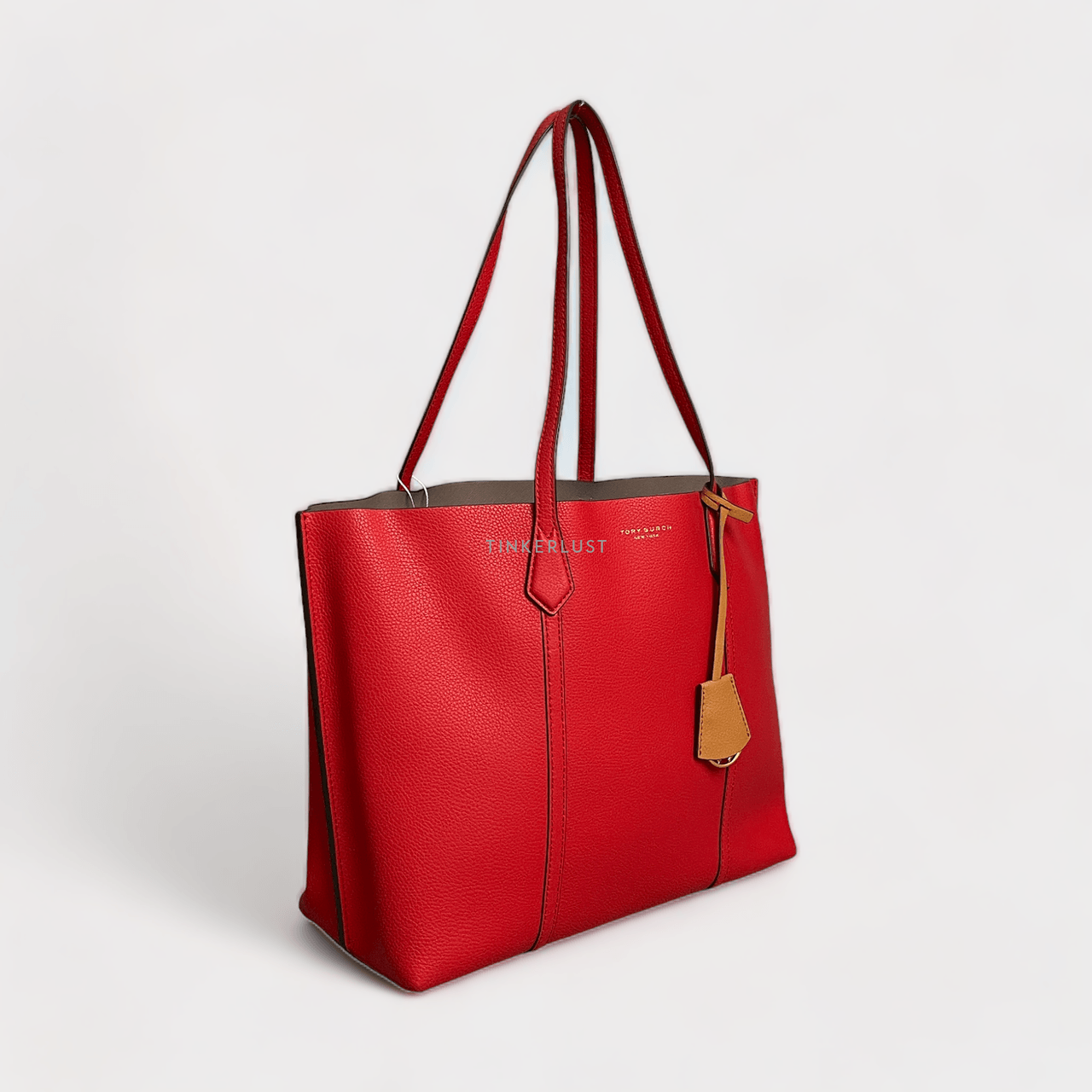 Tory Burch Perry Triple Compratment Brilliant Red Tote Bag