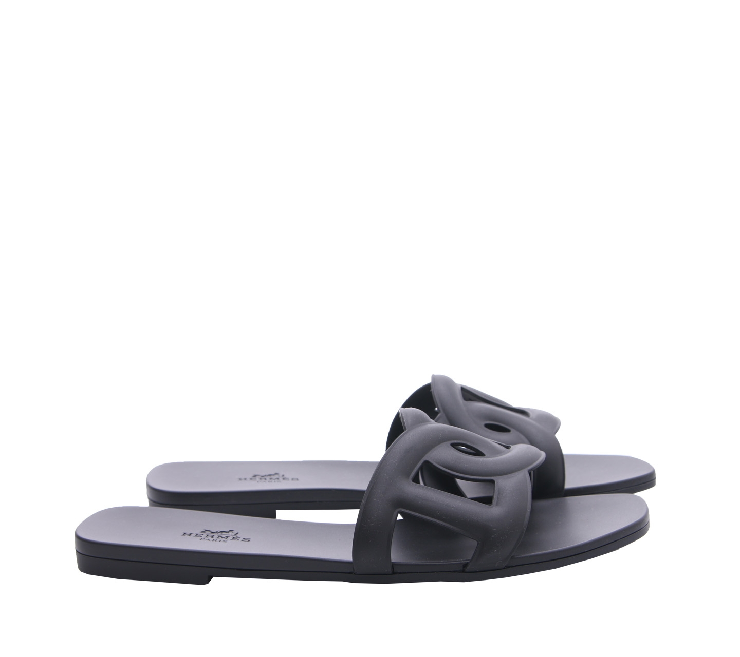 Hermes Black Leather Sandals