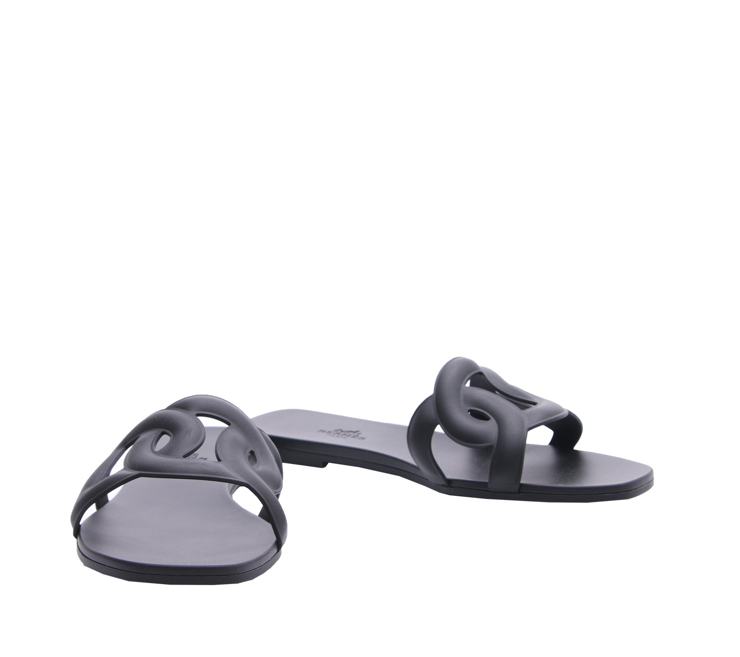 Hermes Black Leather Sandals