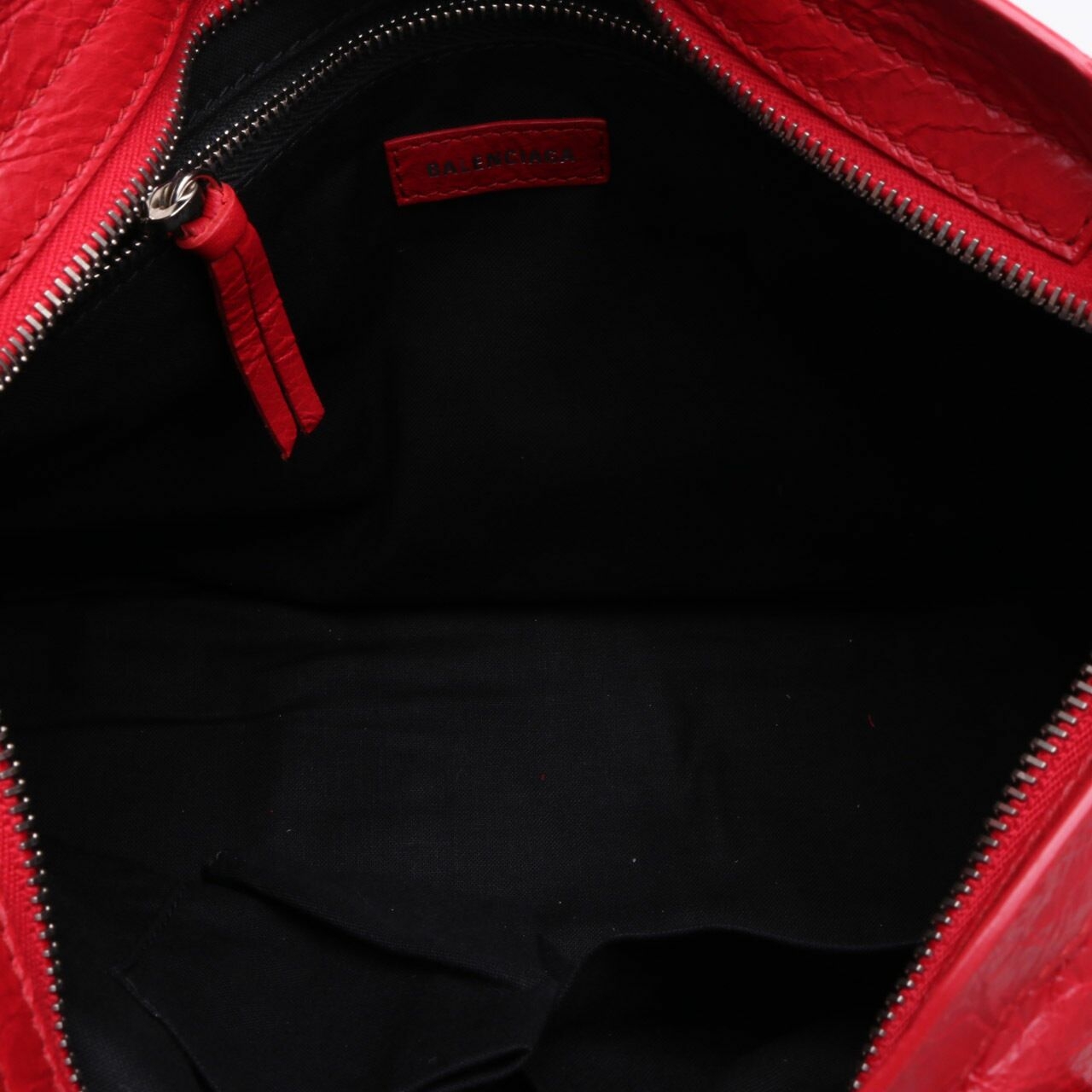 Balenciaga Lambskin Small City Red SHW Logo Strap Satchel Bag