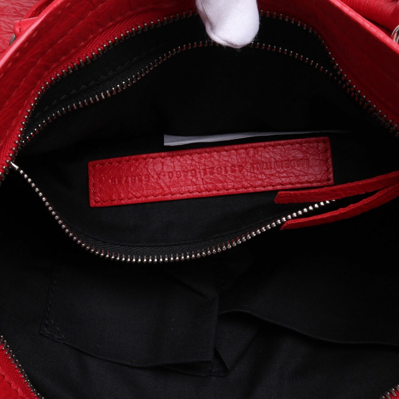 Balenciaga Lambskin Small City Red SHW Logo Strap Satchel Bag