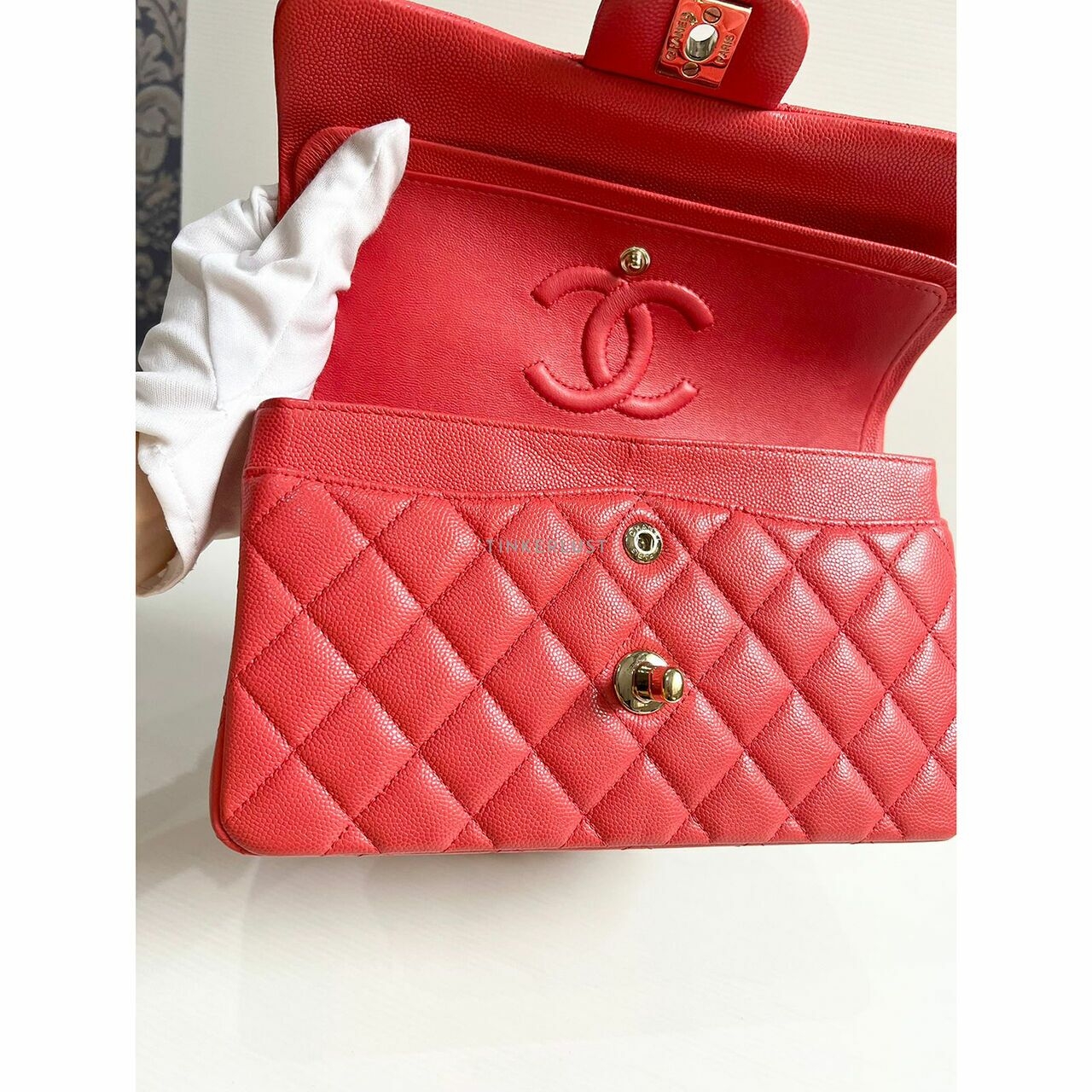 Chanel Classic Small 23 Red Caviar LGHW #30 Shoulder Bag