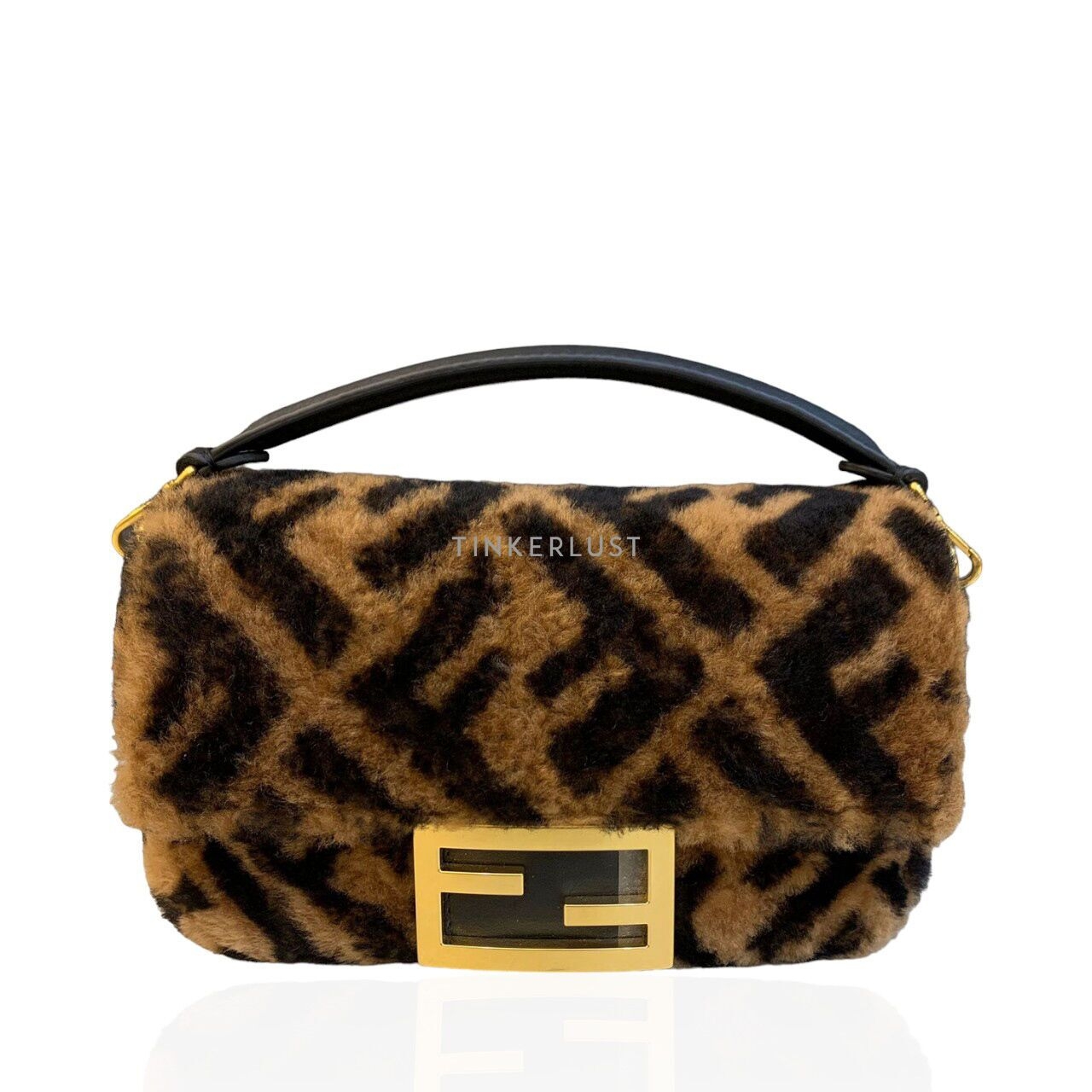 Fendi Mini Baguette FF Brown Black GHW Satchel