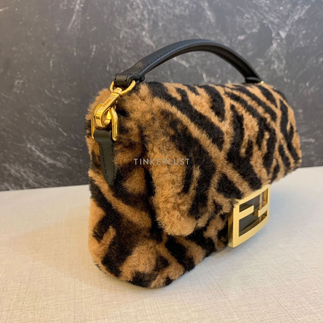 Fendi Mini Baguette FF Brown Black GHW Satchel