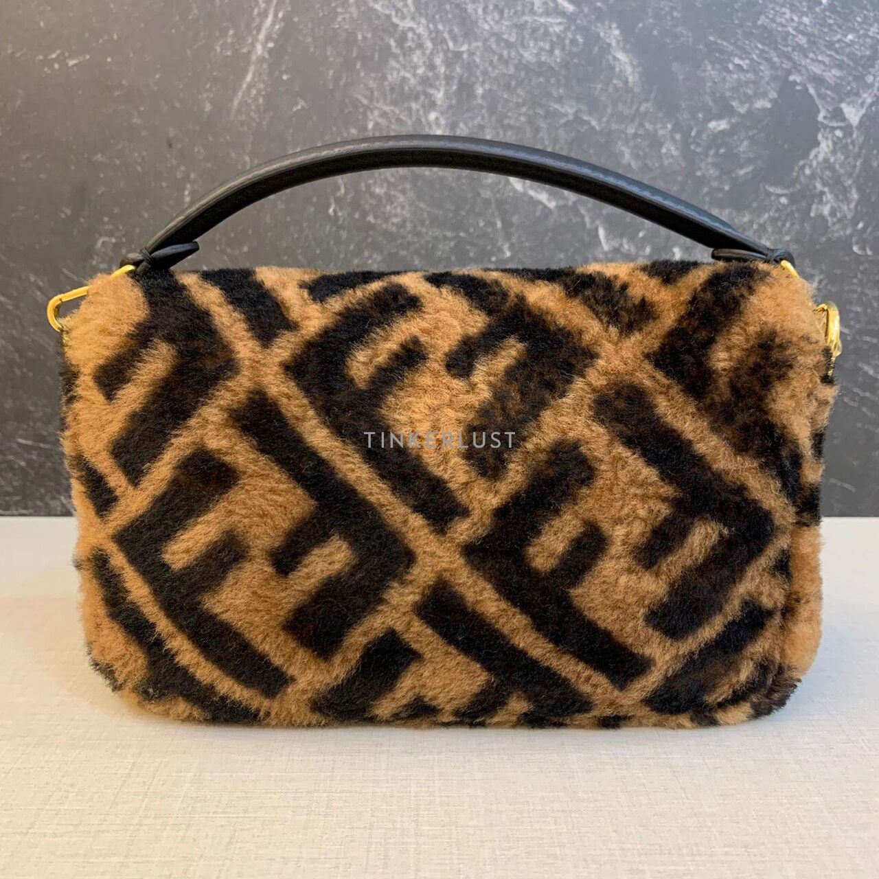 Fendi Mini Baguette FF Brown Black GHW Satchel