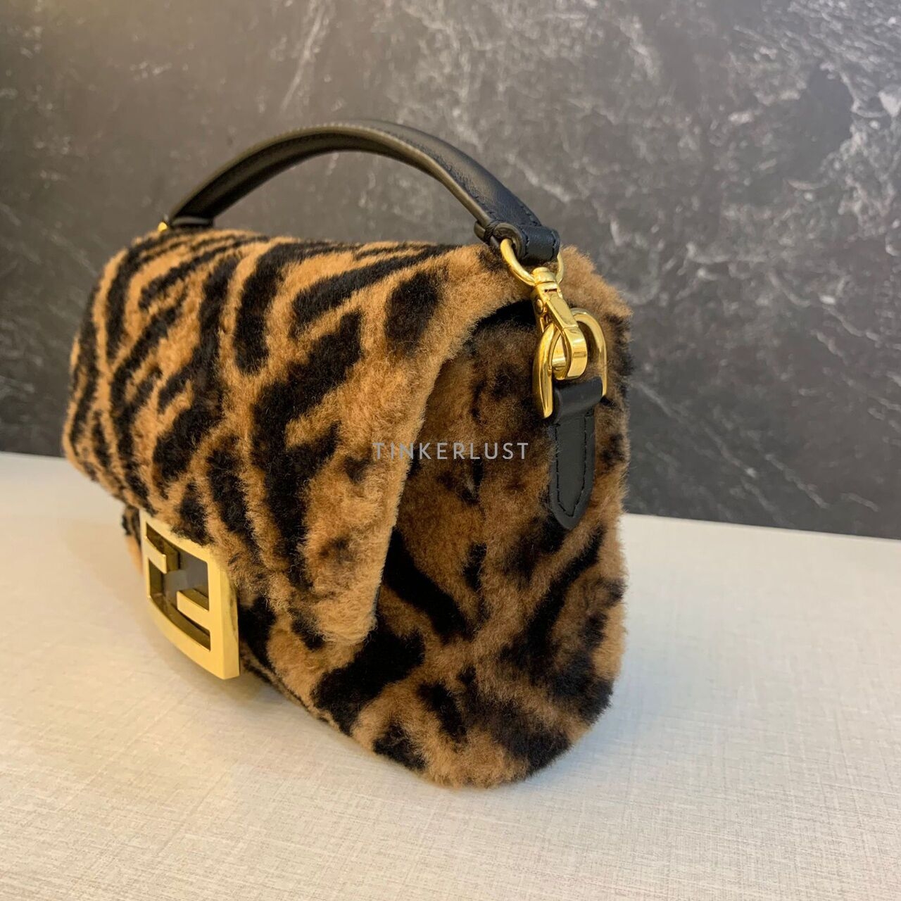 Fendi Mini Baguette FF Brown Black GHW Satchel