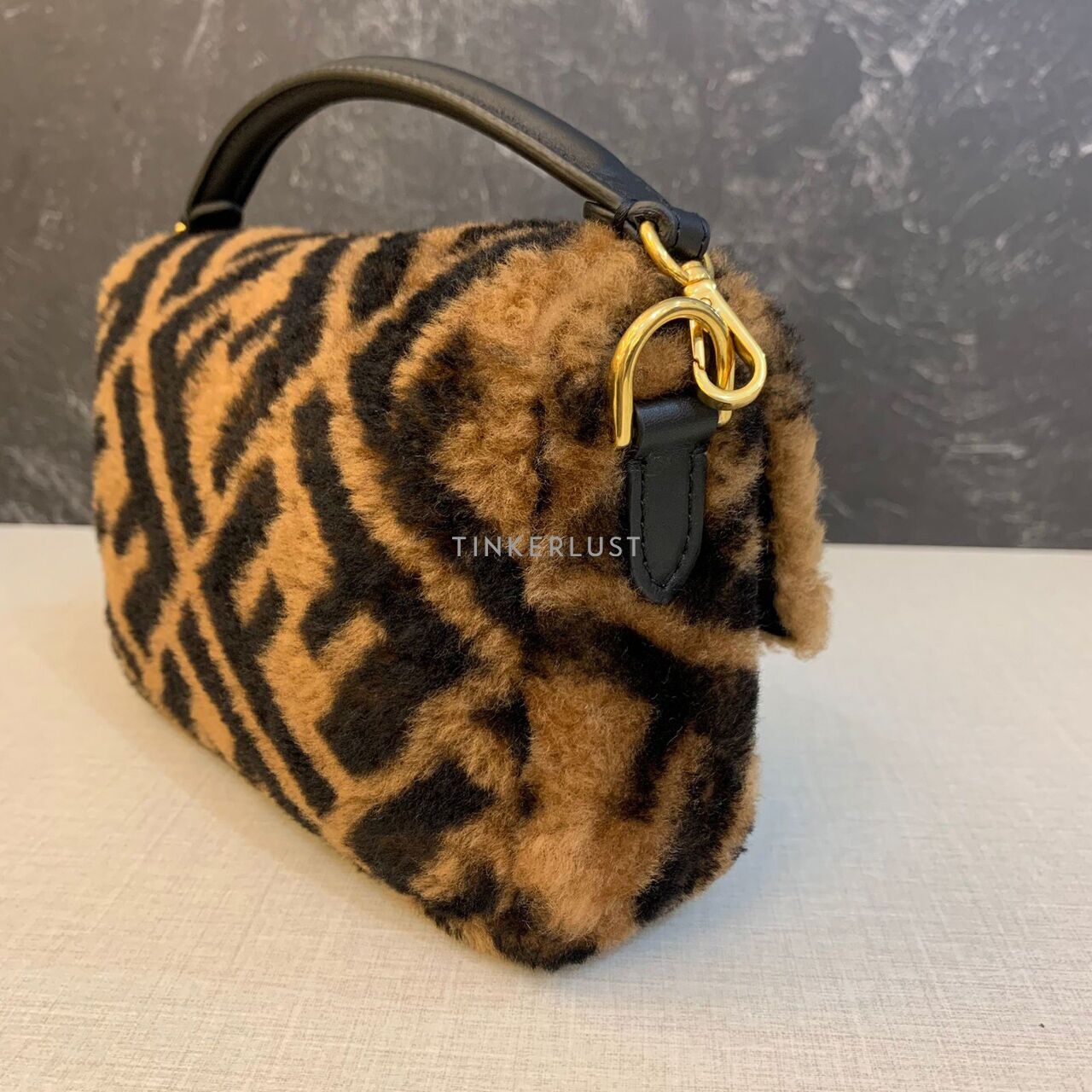 Fendi Mini Baguette FF Brown Black GHW Satchel