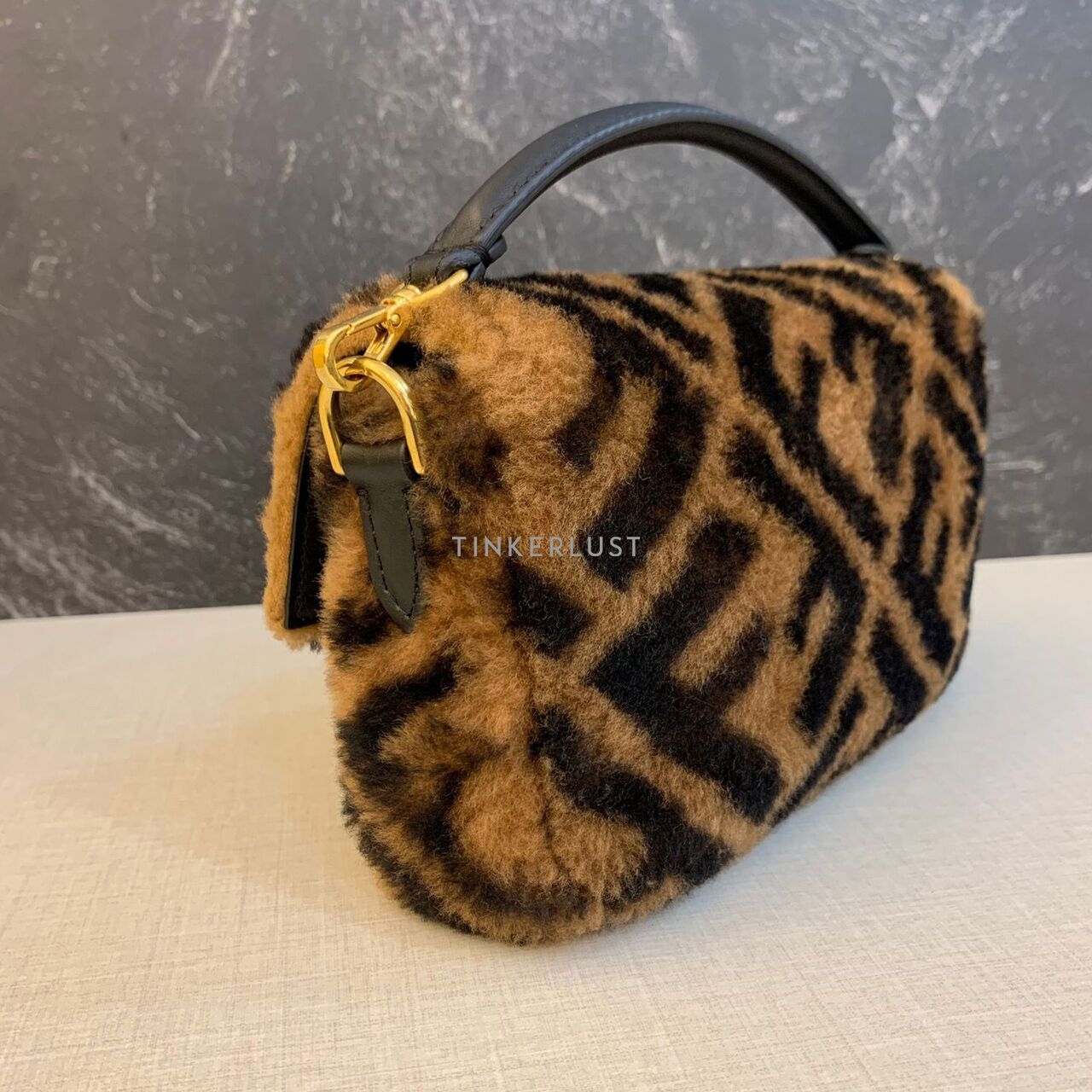 Fendi Mini Baguette FF Brown Black GHW Satchel